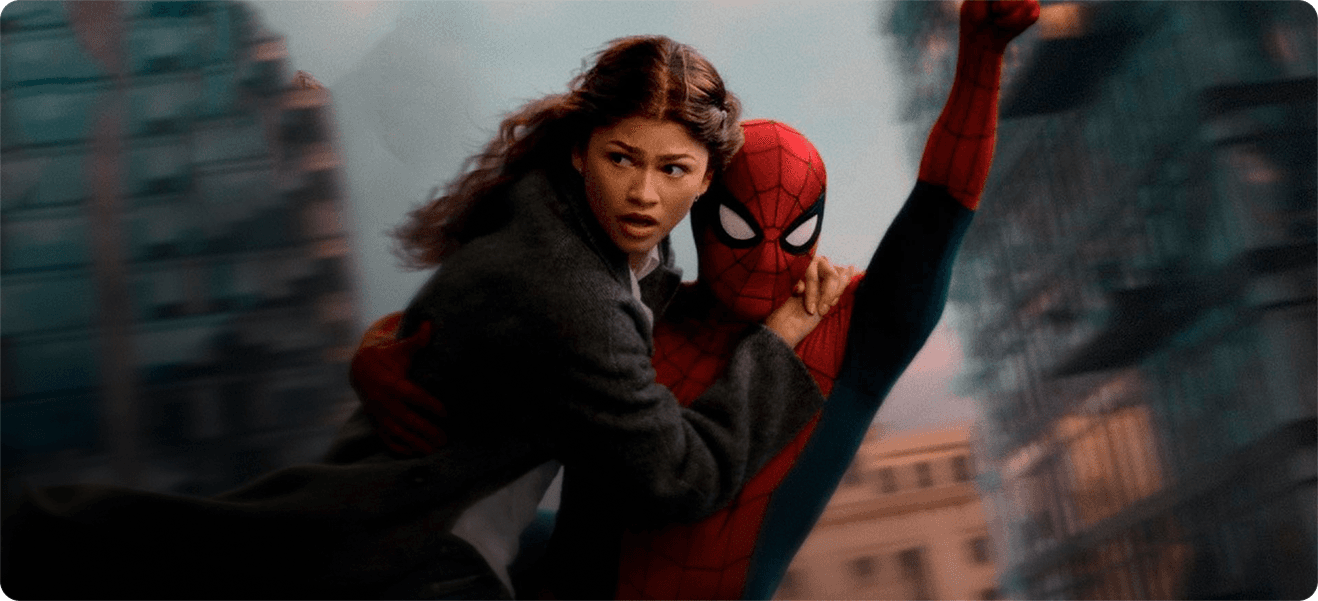 Homem-Aranha e MJ em cena promocional de Homem-Aranha: Um Novo Dia